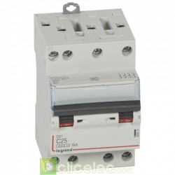 Disjoncteur DX3 4P C25 4500A/6KA 3M 406912 Legrand