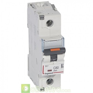 DX3 1P C80 25KA 409762 Legrand Disjoncteurs PH+N