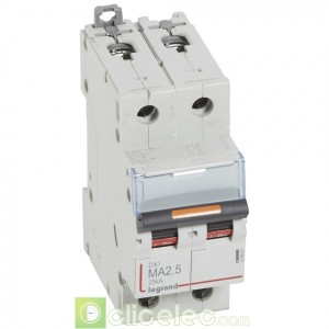 DX3 2P MA2.5 25KA 409867 Legrand Disjoncteurs PH+N