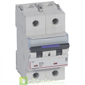 DX3 2P B20 50KA 410099 Legrand Disjoncteurs PH+N